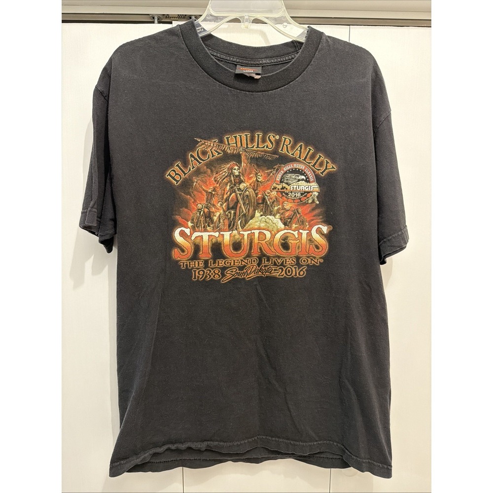 2016 Sturgis 76th Black Hills Rally Shirt Men's Sz L, Legend Lives On, Indian